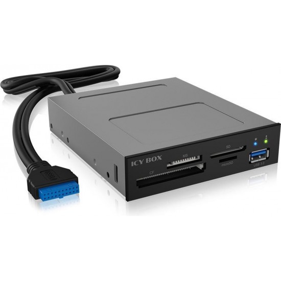 ICY BOX IB-872-i3 Inbouw-geheugenkaartlezer 8.9 cm (3.5) SD, Micro-SD, USB 3.0 Zwart
