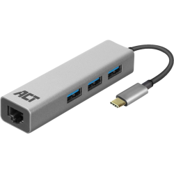 ACT USB-C 3-poorts hub met ethernet